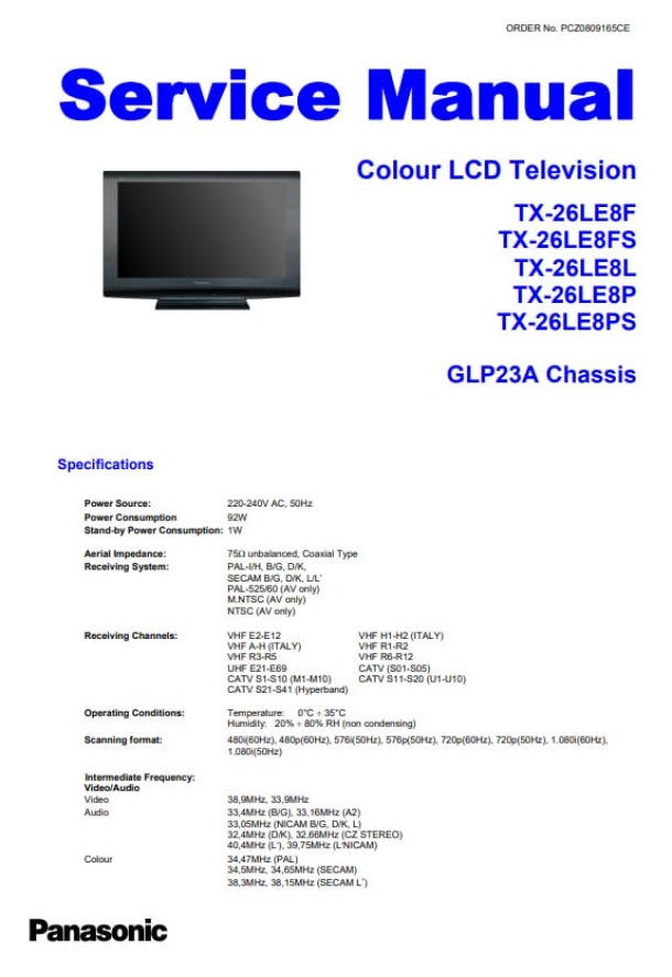 GLP23A_TX-26LE8F, TX-26LE8FS, TX-26LE8L, TX-26LE8P, TX-26LE8PS